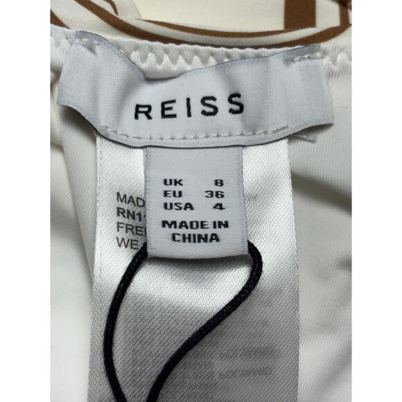 Reiss Freda Striped Cross-Back One Piece Swimsuit NWT Size 4 - Picture 5 of 9